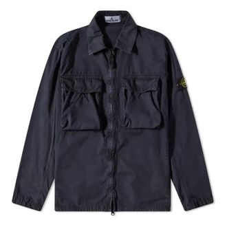 Stone Island Brushed Cotton 2-Pocket Shirt Jacket Navy 7615114WN-V0120