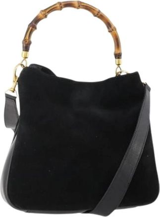 Gucci Pre-owned Vintage Suede Shoulder Bag - Dames - Vintage Schoudertas - Zwart - ONE Size - Su&egrave;de - Vintage