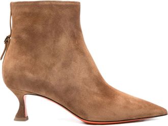 Santoni 55mm suede boots - women - Calf Suede/Calf Leather/Calf Leather/Rubber - 38 1/2 - Brown