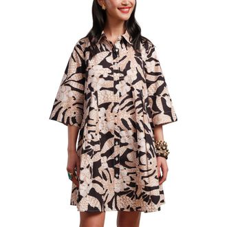 Frances Valentine Isla Shirtdress Sketchy Jungle in Taupe/black at Nordstrom, Size Large