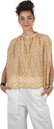 Alessia Santi Beige Fantasy Top Blouse voor Vrouwen - Dames - Blouses - Beige - S - Katoen - Overhemden
