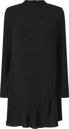 Pinko Sleek Black Midi Dress with Ruffle Hem Detail