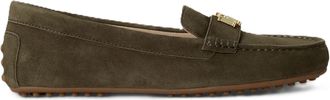 Ralph Lauren Gold Plaque Moccasin Suede Loafers