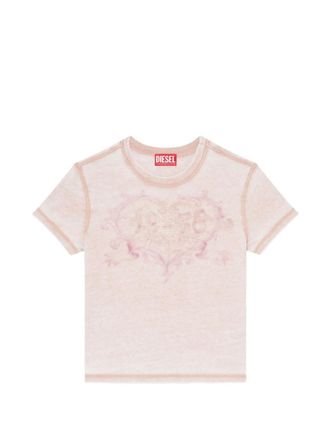 Diesel Light Pink Graphic Crew Neck T-Shirt