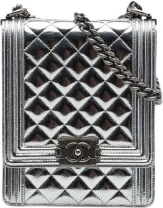 Chanel Pre-owned Boy Flap - Dames - Vintage Schoudertas - Grijs - ONE Size - Leer - Vintage
