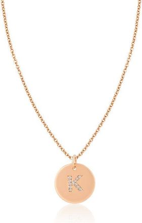 Ariana Rabbani Diamond Letter Disc Gold Bale Necklace