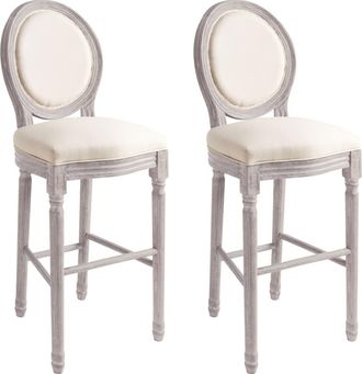 vidaXL Tabuerete De Cocina 2 Unidades Lino Blanco Vidaxl