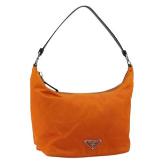 Prada Pre-owned Shoulder Bags, female, Orange, Size: ONE SIZE Pre-owned Vintage Nylon Shoulder Bag