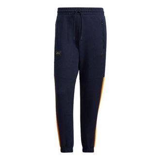 adidas Mens adidas Printing Stripe Drawstring Zipper Side Bundle Feet Sports Pants/Trousers/Joggers Blue HE7463