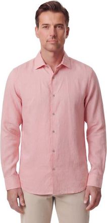 Lords of Harlech Linen Long Sleeve Shirt in Fresh Pink at Nordstrom, Size Xx-Large