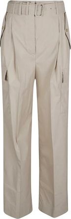 Prada Cargo Pocket High Waist Broek - Dames - Straight fit broeken - Beige - S - Katoen - Broeken
