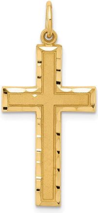 Diamond2Deal 14k Yellow Gold Diamond-cut Cross Charm