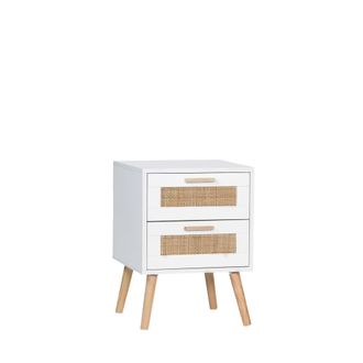 Klast Mesita de noche 1 caj&oacute;n efecto madera blanco 40x56 cm