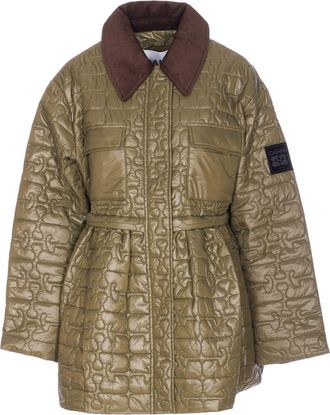 Ganni Shiny Quilt Midi Jacket