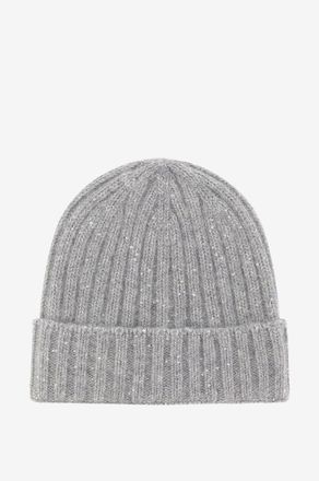 Fabiana Filippi Flauschige Rippstrickmütze mit Pailletten