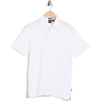 BOSS Press Cotton & Linen Blend Polo in White at Nordstrom Rack, Size Xxx-Large