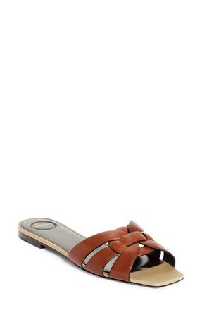 Saint Laurent Tribute Slide Sandal in Burgundy at Nordstrom, Size 10.5Us