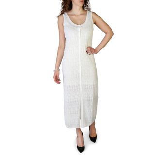 Pepe Jeans London Womens Lace Midi Dress Button Front - White Cotton - Size X-Small