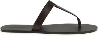 Saint Laurent Brown Calf Leather Bos Taurus Flat Mens Sandals