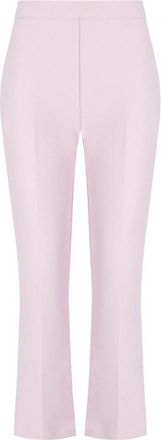 Elisabetta Franchi Cr&ecirc;pe Cropped Broek met Logoplaat - Dames - Wijde Broeken - Roze - M - Polyester - Broeken