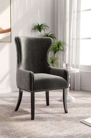 Living and Home Luxury Wooden Velvet Upholstered Dining Chair High Back Dressing Chair