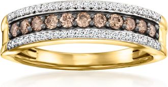 Ross-Simons Brown and White Diamond Ring in 18kt Gold Over Sterling