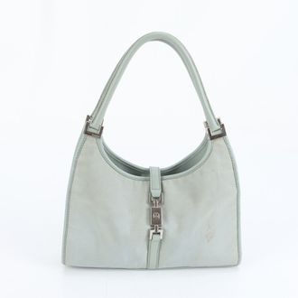 Gucci Green Leather Canvas Tote Bag (Pre-Owned)