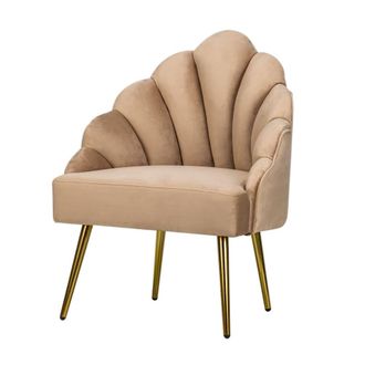 Nordlys Sill&oacute;n escandinavo 1 plaza en terciopelo con patas de acero beige
