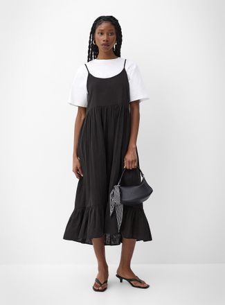 Ichi Womens Tiered pure cotton gauze maxi dress