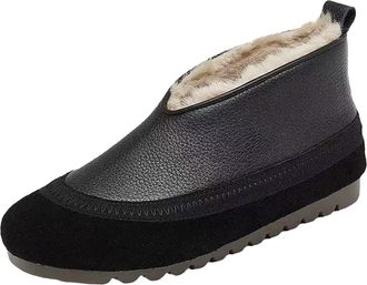 Generic Ladies Ankle Boots, Waterproof Shoes for Women - Pure Color Non-Slip Booties Casual Plush Lined Short Booties Basic Suede Shoes Boot Winter Comfort Fl