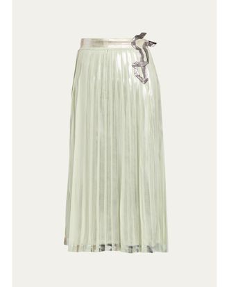 Maison Margiela Foil Finished Pleated Midi Skirt