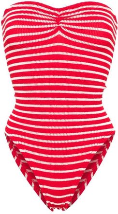 Hunza G Brooke striped swimsuit - women - Polyamide/Recycled Polyester/Lycra - One Size - Red