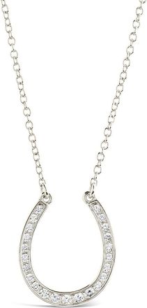 Sterling Forever CZ Horseshoe Pendant Necklace