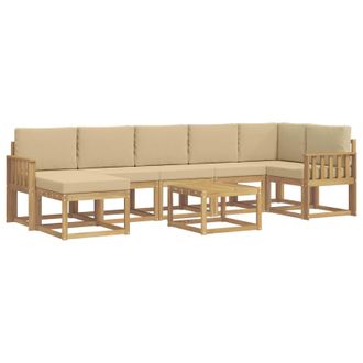 vidaXL Conjunto De Sof&aacute;s De Exterior Con Coj&iacute;n 8 Pcs Y Beige Poli&eacute;ster Vidaxl