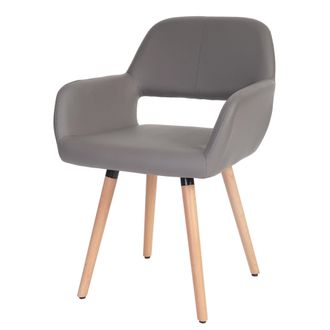Hhg Nunca Usado] Silla De Comedor Hhg 428 Ii, Silla Silla De Cocina, Dise&ntilde;o Retro A&ntilde;os 50, Polipiel, Gris, Patas Claras
