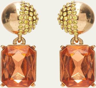 Oscar De La Renta Half Pave Crystal Drop Earrings