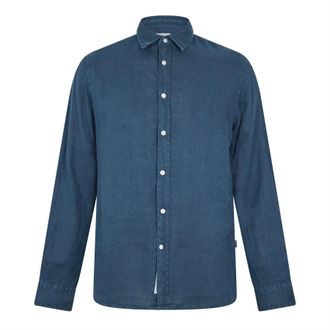 Woolrich Mens Wool Linen Shirt in Aviation - Blue - Size X-Large