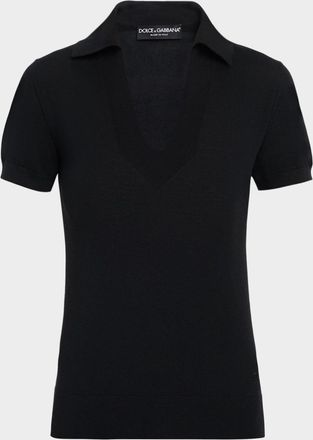 Dolce & Gabbana Short-Sleeve Cashmere Polo Shirt