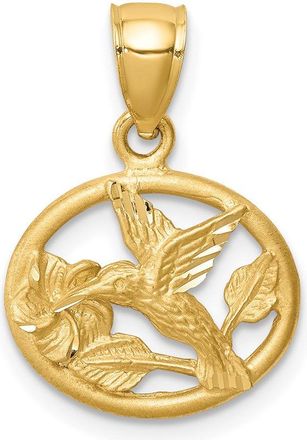 Diamond2Deal 14k Yellow Gold Diamond-cut Brushed Hummingbird Pendant