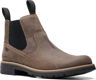 Clarks Mens Morris Easy Chelsea Boot, Stone Waxy, 7 UK
