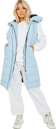 Janisramone Hooded Quilted Jacket Womens, Ladies Gilet Long Coat, Padded Sleeveless Hoodie Women, Puffer Long Jackets for Women UK with Pockets, Ladies Gilets as 