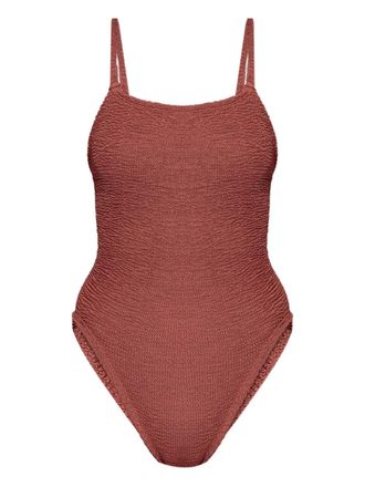 Hunza G metallic crinkle swimsuit - Red
