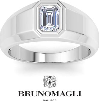 Bruno Magli Mens 1 Carat Lab Grown Diamond Solitaire Ring In Sterling Silver