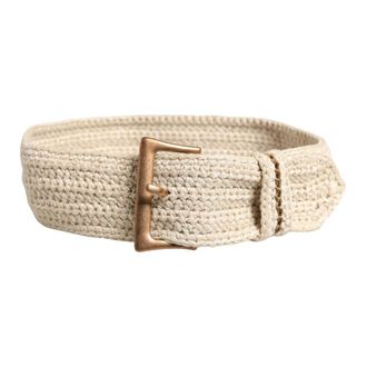 Ermanno Scervino Belts, unisex, Beige, Size: ONE SIZE Woven Vintage Metal Buckle Waist Belt