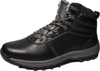 Generic Snow Boots Mens Fur Plush Snow Boots Waterproof Winter Shoes For Men High Top Outdoor Boots Shoes(Black,42)