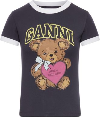 Ganni COTTON T-SHIRT WITH PRINT - Ganni - Woman