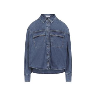 Brunello Cucinelli Blue Oversized Solid Shirt
