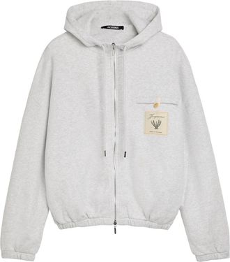 Jacquemus Le Hoodie Torneo Logo Hooded Cotton Sweatshirt - Grey - XL