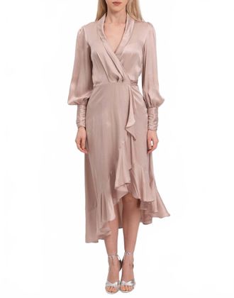 Zimmermann Silk Wrap Midi Dress In Dusty Rose