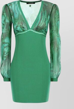 Roberto Cavalli dress fitted silhouette sheer long sleeves v neckline